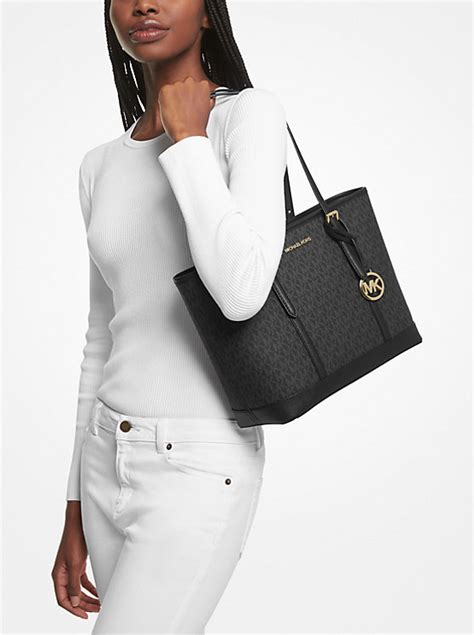 michael michael kors jet set travel small logo tote material|Michael Kors packable tote.